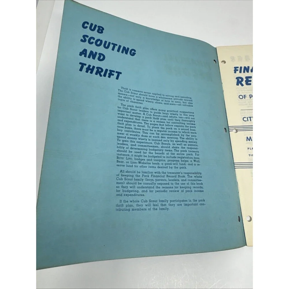 2 Vgt 1961 Pack Record Book Boy Scouts of America Unused NOS Financial